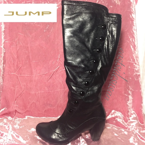 Jump Shoes - Tall Leather Boots w BOX Button Detail - JUMP